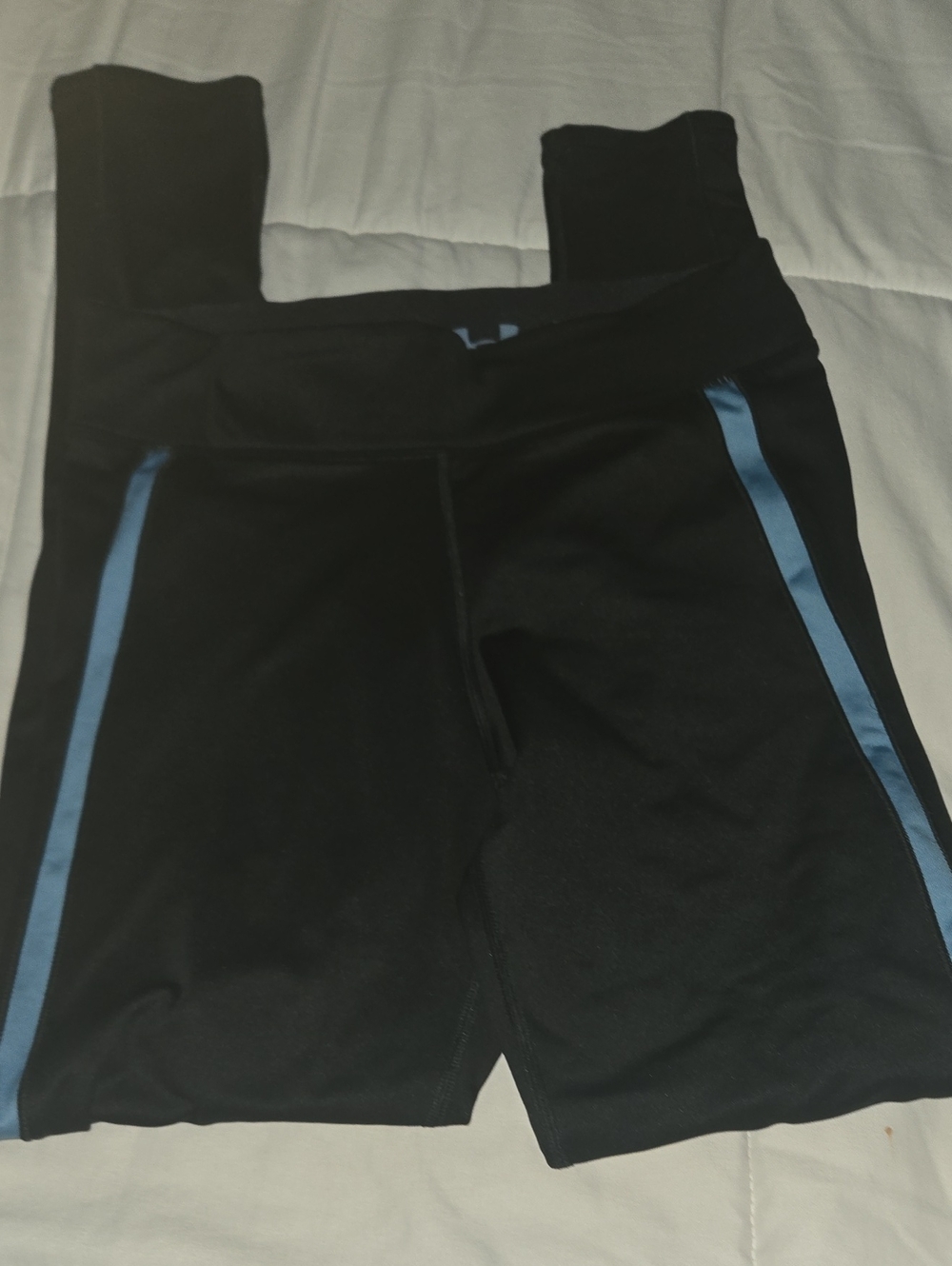 Women Underarmour Navy Blur Athletic Leggings with Blue Side Stripes